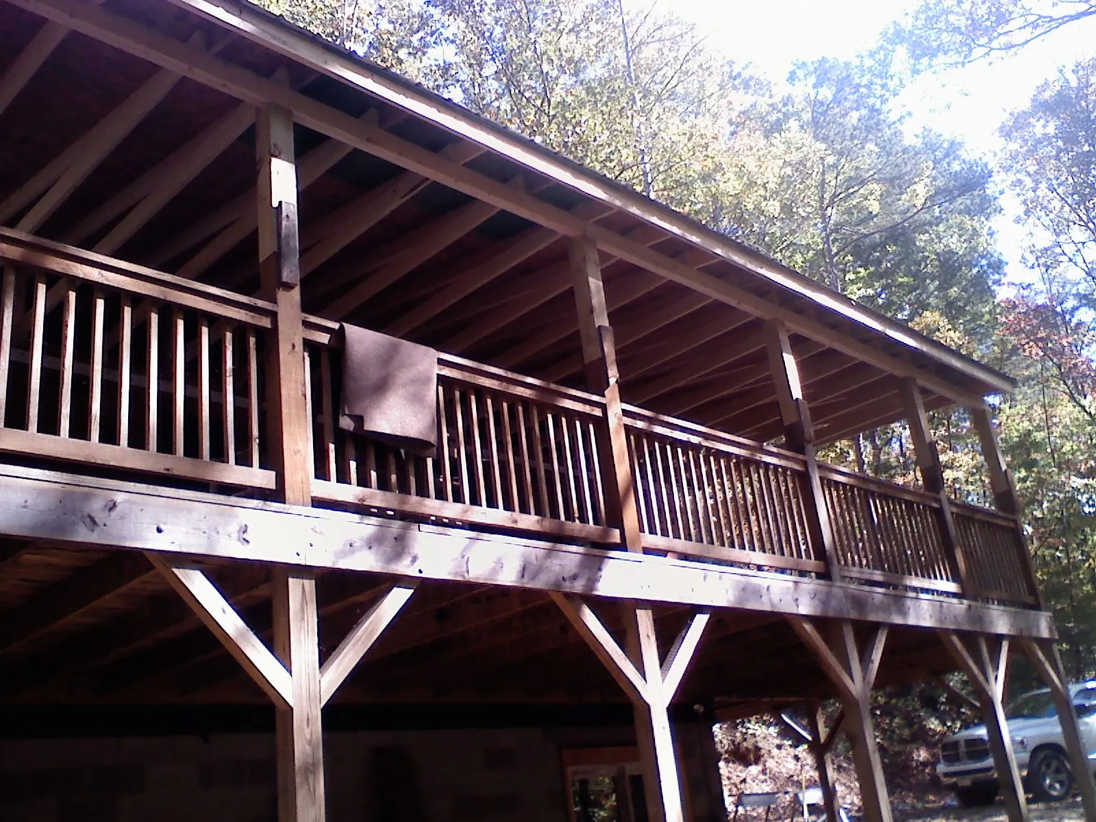 Timber framing under a new elevated porch and deck — Roof Leak Repair in Cherry Hill by Roofing Brothers